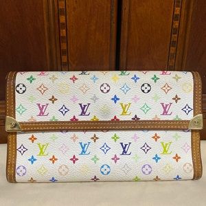 Louis Vuitton White Monogram Multicolor Blanc Porte Tresor International Wallet